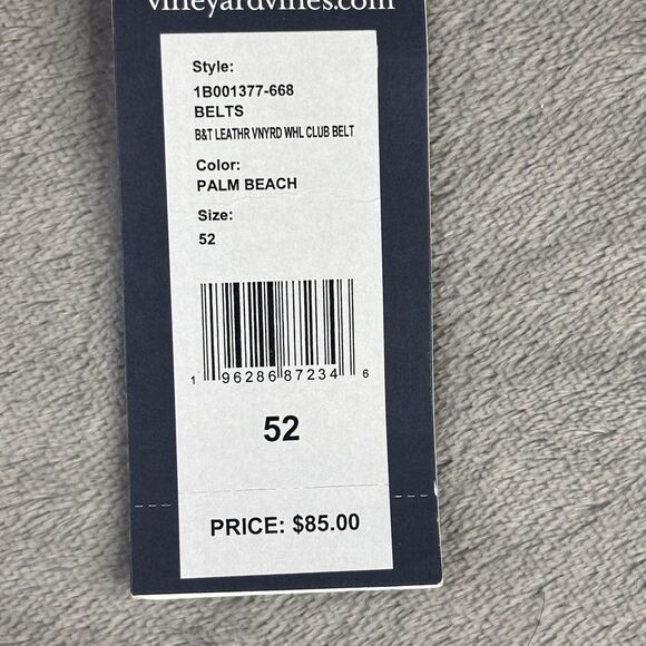 Vineyard Vines Belt Mens 52 Big leather Vineyard Whale Pink Silk Palm Beach $85 - Picture 3 of 12
